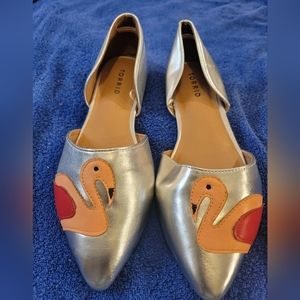 Torrid Women's Silver Flamingo Flats-Slip On-Pointed Toe